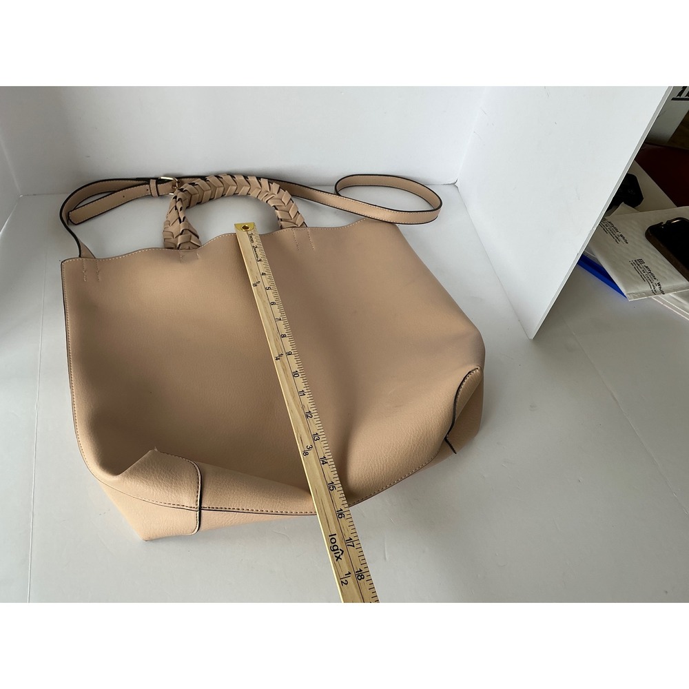 Jules Kae Tote Bag Braided Handle Pink Vegan Leather Large Crossbody Handbag - Picture 11 of 13